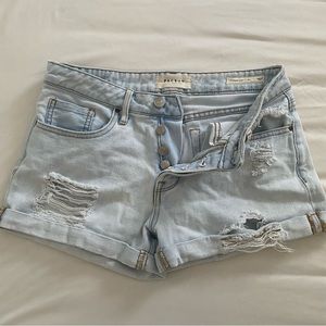 Pacsun Girlfriend Style Ripped Pale Blue Jean Shorts (Size 24)